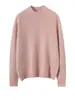 Suéter de Cachemira para Mujer Otoño/Invierno 2023, Cuello Alto Medio, Tejido Grueso de Siete Agujas, Estilo Corto, Suéter Básico de Manga Raglán 100% Cachemira de Cabra