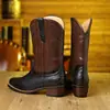 1037 Botas de Salto Alto Desejo Outono e Inverno Novo Retrô Botas de Cowboy Ocidentais Botas Altas Cruzadas Estilo Medieval Prontas para Venda
