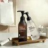 Botella de Champú Marrón Esmerilado Personalizada de 500 ml, Botella de Gel de Ducha Tipo Prensa Transparente de PET con Hombro y Superficie Mate