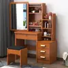Tocador de Cajones con Espejo Deslizante Integrado, Popular entre Influencers Transfronterizos, Mesa de Maquillaje para Alquiler de Dormitorio, Venta al por Mayor, Diseño Sencillo