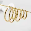 Estilo INS aretes de acero inoxidable aretes chapados en oro de 18K alto sentido círculo aretes huecos aretes exagerados aretes al por mayor