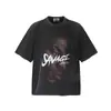 26 Marca Europea y Americana de Tendencia Transfronteriza Colaboración Travis Scott Camiseta de Manga Corta Lavada Vintage Unisex High Street Manga Media