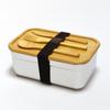 Origin Supply Caja Crujiente Estilo Japonés de Acero Inoxidable 304 con Tapa de Bambú Almacenamiento y Almacenamiento Rectangular Sellado Caja de Almuerzo con Tapa de Madera