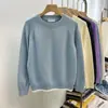 Suéter de Gola Redonda para Mulheres Engrossado Outono e Inverno 2025 Novo Estilo Mangas Raglan Design Solto Tricô em Cores Contrastantes