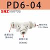 Conector Pneumático de Engate Rápido Lateral Rosqueado em T de Três Vias para Tubo de Ar de Torção Rápida/Inserção Rápida Pd4/6/10/8-02