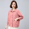 Colección nueva primavera y otoño 2026 estilo mamá para mujeres de mediana edad: Prenda exterior fina de algodón puro, elegante y de alta gama, con cuello de solapa