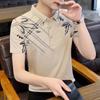 Polo de lapela para adolescentes verão camiseta de manga curta estudantes do sexo masculino camiseta LED moderna marca moderna manga média