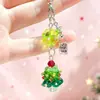 Novo chaveiro pingente de árvore de Natal brilhante, chaveiro de contas feito à mão, presente para atacado