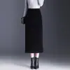Falda lápiz de terciopelo para mujer, nueva colección otoño 2026, de cintura alta, estiliza, corte recto, a la moda con abertura, falda de un solo paso de moda