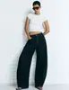 Jeans de Cintura Alta Wide Leg Lavado Retro Scimitar Europeu e Americano para Mulheres Jeans Solto para Mulheres
