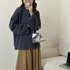 Ropa de Punto Estilo Coreano Versión Grande para Mujer Otoño e Invierno 2025 Nuevo Suelto Casual Versión Plana Color Puro Perezoso Cuello Redondo Top de Punto