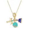 Collar Colgante de Planeta Espacial de Cobre Puro Microincrustado Transfronterizo con Circonita para Mujer, Cadena Versátil para Clavícula, Todo Diamante, Lujo Ligero