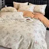 Conjunto de cama estampado em algodão escovado, espesso e quente, conjunto de três ou quatro peças em algodão puro, adequado para dormitórios e pousadas, disponível para dropshipping