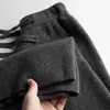 Calças Tricotadas de Lã Macia de Cintura Alta para Outono e Inverno para Mulheres, Calças Longas Versáteis de Caxemira Reta para Pessoas Baixas