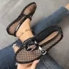 Sandalias de Talla Grande para Mujer de Comercio Electrónico Transfronterizo 2026 Primavera Verano Nuevas Punta Redonda Malla Hueca Estilo Europeo Americano Sandalias Planas