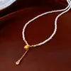 Colar Pingente Cabaça Banhado a Ouro Real 18K Novo Estilo Chinês Luxo Leve Versátil Corrente para Suéter Colar de Moda Personalizado com Temperamento