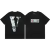 Camisa Casual de Manga Corta Holgada para Hombre Vlone Jerry Letra V Estampado Marca de Tendencia Transfronteriza 260g