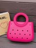 Bolso Nuevo de Eva de Color Puro con Agujeros, Bolsa Impermeable para Cosméticos, Cesta de Verduras, Bolso de Playa, Bolso de Mano de Viaje con Corte de Moda