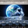 Fondo de pantalla de astronauta 3D hombre espacial Fondo de pared Bola de la Luna Cielo Estrellado Universo Museo de Ciencia y Tecnología Sala de Exposiciones Fondo de pantalla ktv