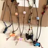 Collar Largo de Cuerda Trenzada Colorida de Gato Corazón de Manzana Salchicha Adorable para Mujer Gargantilla Versátil Cadena para Suéter