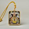 Pingente de Pintura Thangka do Tibete Zakilam Quinto Mestre Mãe Verde Pingente Quadrado Dourado Thangka do Tibete