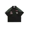 Camisa Retro Hip-Hop Street Racing Americana para Hombre de Manga Corta Verano Holgada Ins Marca de Moda Moto Delgada