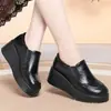 Otoño 2026 Nuevos Mocasines de Plataforma para Mujer sin Cordones Suela Suave Antideslizante Zapatos Casuales de Cuero Mocasines que Aumentan la Altura para Mujeres Bajitas