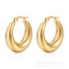 Pendientes Europeos y Americanos de Acero de Titanio Huecos Transfronterizos, Chapados en Oro Real en Horno, Acero Inoxidable 18K, Varios Estilos, Superficie Lisa, Pendientes Irregulares