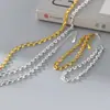Nalan Plata S925 Hueca Ovalada Forma de Diamante Pulsera Collar Exquisita Minimalista Ins Diseño de Nicho Cadena para el Cuello Y02806