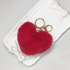 Llavero colgante de pompón de corazón multicolor, adorno colgante para coche, pequeño corazón de durazno de felpa con estampado de leopardo, accesorios de joyería al por mayor