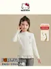 Camiseta Básica Forrada de Polar para Niñas Otoño e Invierno 2025 Colaboración Kuromi Cuello Semi Alto Encaje Forro Polar Espesado