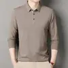 Camiseta de Manga Larga para Hombre, Casual de Negocios para Hombres de Mediana Edad, Primavera y Otoño 2025 Nuevo Estilo, Ropa de Papá, Camisa Polo para Hombre, Venta al por Mayor