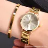 Elegante reloj de pulsera para mujer con banda de acero, resistente al agua para uso diario, moderno y sencillo reloj de cuarzo para mujer, set de pulsera, reloj para exámenes