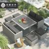 Mesa y Sillas para Patio de Villa de Ocio al Aire Libre, Sofá de Mimbre Impermeable y a Prueba de Sol, Combinación de Mesa y Sillas para Comedor en Terraza de Hotel