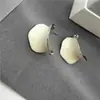 Pendientes de moda y elegantes con esmalte blanco y diseño de hoja de planta con goteo de aceite, Pendientes, Joyería al por mayor, Borlas, Exquisitos