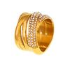 Moda europea y americana nuevo anillo geométrico multicapa con costuras huecas de diamante acero titanio chapado en oro de 18k anillo de temperamento de personalidad