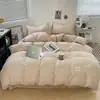 Juego de cama minimalista de cuatro piezas estilo ins, algodón lavado, apto para dormir sin ropa, funda de edredón, sábana, juego de tres piezas para dormitorio 4