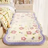 Manta de Mesita de Noche para Habitación de Niña Habitación Infantil Gruesa Resistente a Caídas Nivel Alto Dormitorio Principal Mesita de Noche Rosa Alfombra Larga de Felpa
