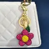 Llavero de Flor con Diamantes Completos de Color Dopamina, Colgante de Bolsos de Girasol Incrustado con Diamantes Estilo Girly, Estilo de Nicho de Alta Gama