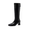 Botas largas de punta fina con tacón grueso de estilo urbano para mujer, nuevas botas de moda con tacón grueso 2026, botas altas retro sexys adelgazantes