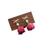 Brincos de Rosa Flor Eterna Flor Real Femininos Design Simples de Nicho Estilo Corte Retro Brincos de Zircônio Pérola de Água Doce