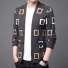 Nuevo cárdigan suéter de otoño e invierno para hombre jacquard estilo británico manga larga cuadros moda juvenil abrigo para hombre al por mayor