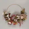 Guirlanda Decorativa Folha de Bordo Rosa Europeia Transfronteiriça Flor Artificial Pendurada na Porta Decoração de Ação de Graças Casamento Aro de Ferro Guirlanda Pendurada na Parede
