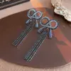 Brincos de Corrente Longa com Garras Exageradas Elegantes de Prata S925 com Strass para Mulheres Brincos com Franjas de Diamante Colorido Europeus e Americanos Brincos da Moda