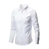 Camisa branca masculina de manga comprida, vestido de negócios sem passar roupa, slim fit, estilo coreano, profissional, trabalho, camisa casual branca masculina