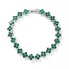 Pulseira Colorida de Pedra Preciosa Flor de Trevo de Quatro Folhas Transfronteiriça Europeia e Americana, Fashionável e Versátil, Luxo Leve com um Toque de Alto Padrão, Pulseira de Cobre Cravejada com Zircônia de Diamante Completo