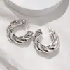 Amazon populares pendientes de tuerca de anillo grueso trenzado retro para mujer, exagerados, punk, sin agujero en la oreja, invierno, nuevo