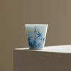 Taza de Degustación de Té para el Hogar de Bambú Pintado a Mano Azul Qingshan Moji Juego de Té Kung Fu Taza Individual de Cerámica Taza de Té de Porcelana Blanca de Barro de Jade