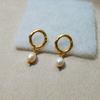 Pendientes Minimalistas Qingdao Niche Viento Frío Barroco Perla de Agua Dulce Pendientes Geométricos Retro de Blogger Europeo y Americano Joyería