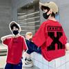 Camiseta de algodón de manga corta para niño, estilo nuevo de verano 2025, ropa para niños de tallas medianas y grandes, top de calle elegante y a la moda para niños, ropa de verano.
